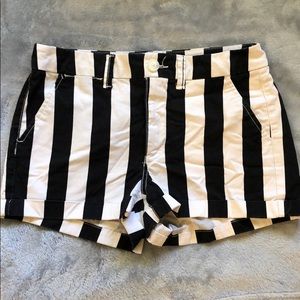 Black and White Striped American Eagle Shorts